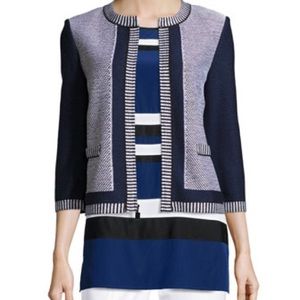 St John Grenada Patch-Knit 3/4-Sleeve Jacket